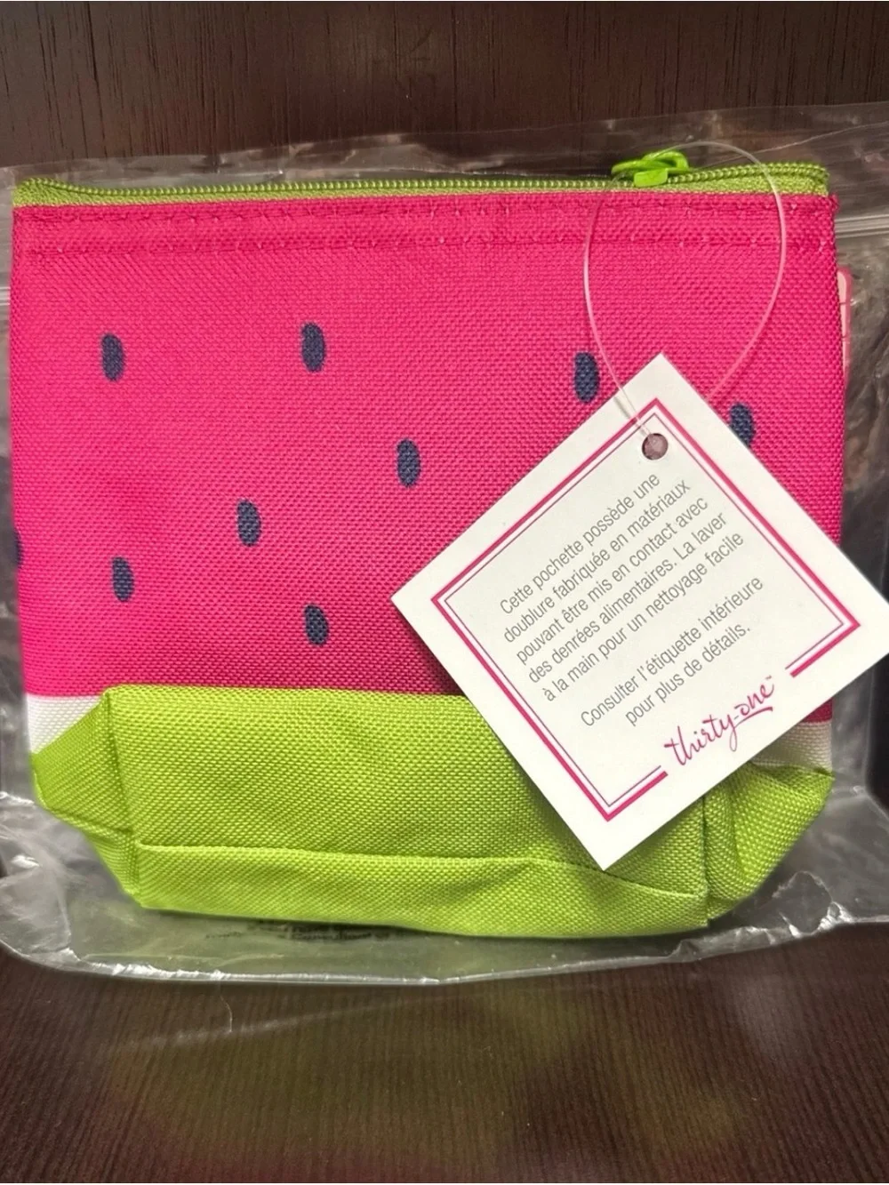 Thirty-One Cool Zip Snacker Watermelon small bag-new